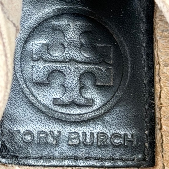 Tory Burch Weston Canvas and Leather Espadrille Flats Beige Black Women Size 9.5 - Picture 2 of 10